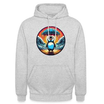 Le manchot Moïse avec un parapluie divise la mer - Sweat-shirt à capuche unisexe - gris clair chiné - Devant - Alina (178cm) & Michal (187cm)