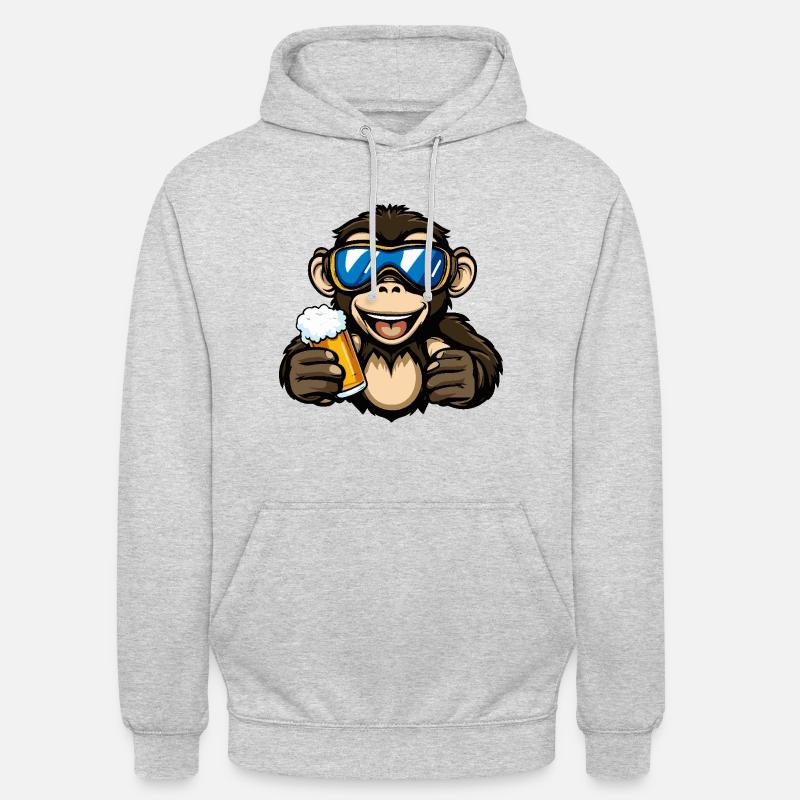 Affe Apres Ski Bier - Unisex Hoodie - Hellgrau meliert