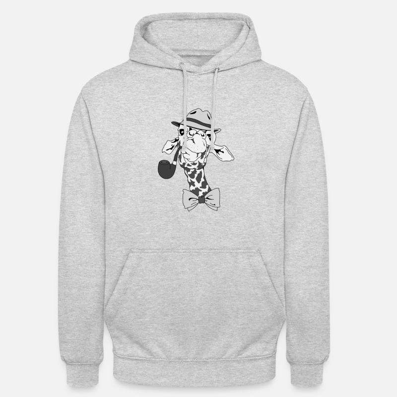 Girafe avec pipe et chapeau - Sweat-shirt à capuche unisexe - gris clair chiné