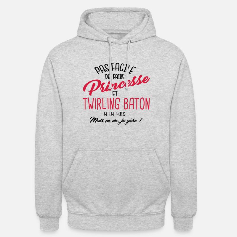 Princesse et twirling baton - Sweat-shirt à capuche unisexe - gris clair chiné
