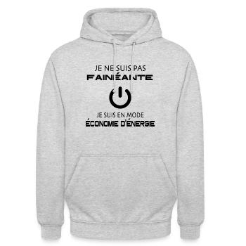 Fainéante en mode économie d'énergie - Sweat-shirt à capuche unisexe - gris clair chiné - Devant - Alina (178cm) & Michal (187cm)