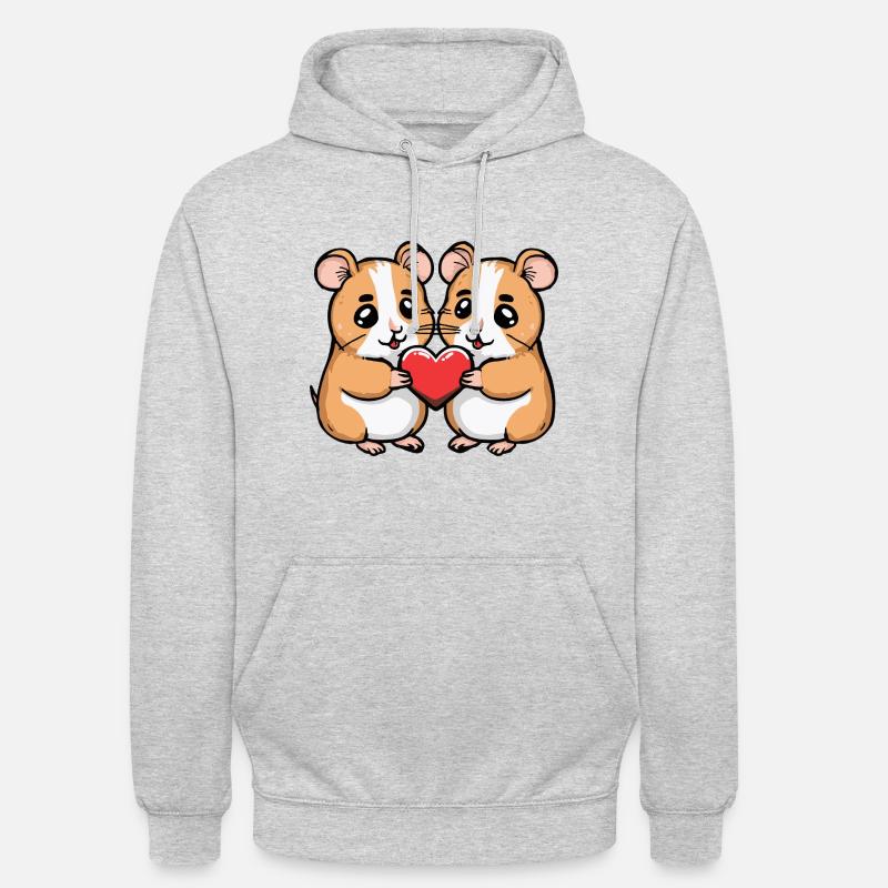 Hamster Couple Saint-Valentin - Sweat-shirt à capuche unisexe - gris clair chiné