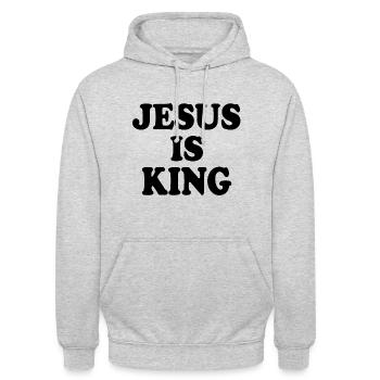 Jesus is king - Unisex Hoodie - Hellgrau meliert - Vorne - Alina (178cm) & Michal (187cm)