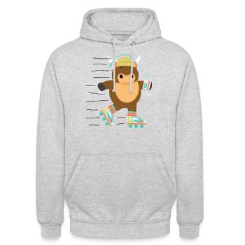 Rollschuhe - Unisex Hoodie - Hellgrau meliert - Vorne - Alina (178cm) & Michal (187cm)