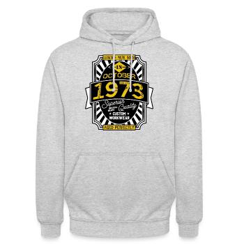 1973 OCTOBER - Unisex Hoodie - light heather grey - Front - Alina (178cm) & Michal (187cm)