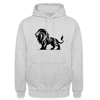 Tribal lion with big mane - Unisex Hoodie - light heather grey - Front - Alina (178cm) & Michal (187cm)