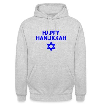 HAPPY HANUKKAH - Unisex Hoodie - Hellgrau meliert - Vorne - Alina (178cm) & Michal (187cm)
