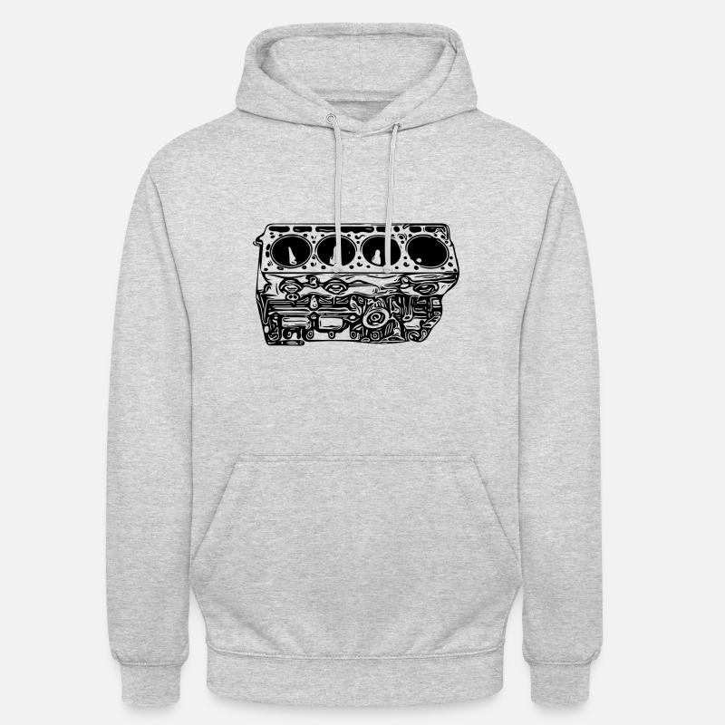 Engine block cylinder displacement fan - Unisex Hoodie - light heather grey