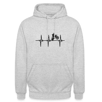 Herzschlag für Offroad Enduro Motorräder - Unisex Hoodie - Hellgrau meliert - Vorne - Alina (178cm) & Michal (187cm)