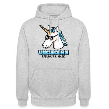 Unclecorn Sonnenbrille Onkel Einhorn Geschenk - Unisex Hoodie - Hellgrau meliert - Vorne - Alina (178cm) & Michal (187cm)