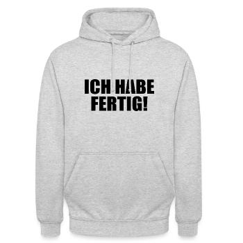 Ich habe fertig - Unisex Hoodie - Hellgrau meliert - Vorne - Alina (178cm) & Michal (187cm)