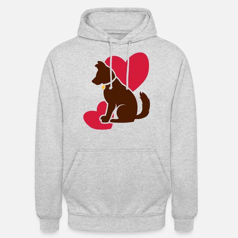 Chien mignon avec des coeurs - Sweat-shirt à capuche unisexe - gris clair chiné