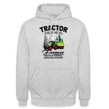 Tracteur - Tracteur - Agriculteur - Agriculteur - Sweat-shirt à capuche unisexe - gris clair chiné - Devant - Alina (178cm) & Michal (187cm)