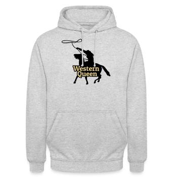 Western Queen - Unisex Hoodie - Hellgrau meliert - Vorne - Alina (178cm) & Michal (187cm)