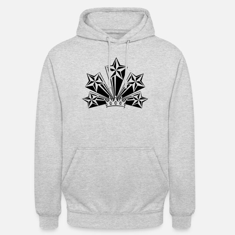 Transparente Krone mit vier großen Sternen - Unisex Hoodie - Hellgrau meliert