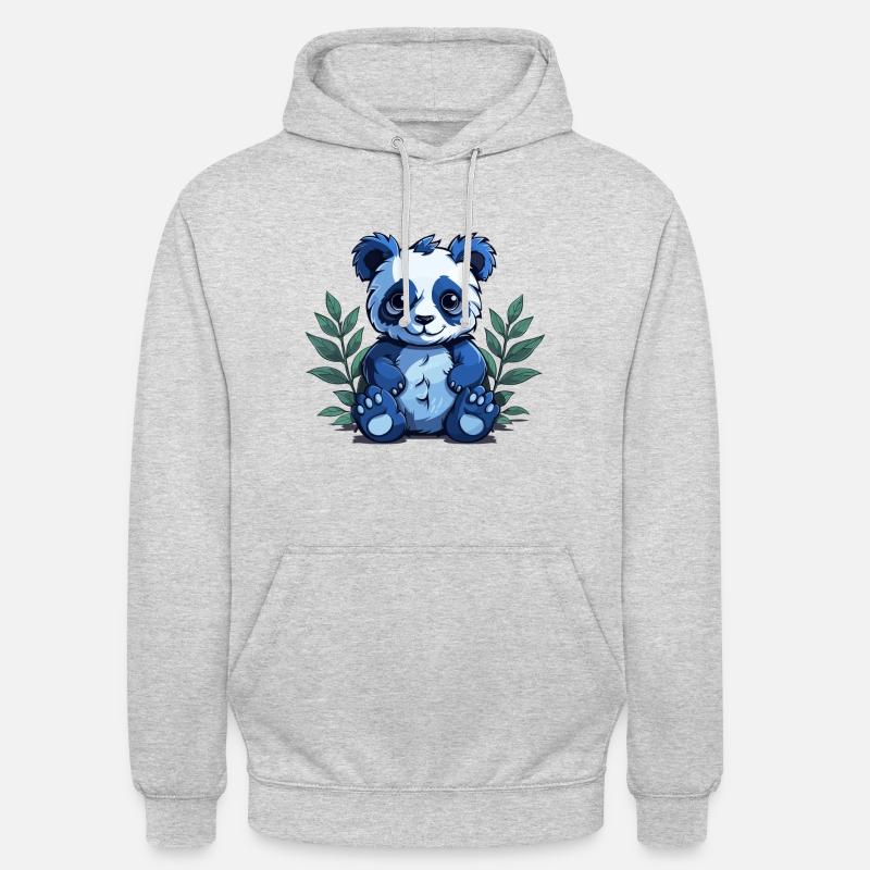 Süßer Comic Panda - Unisex Hoodie - Hellgrau meliert