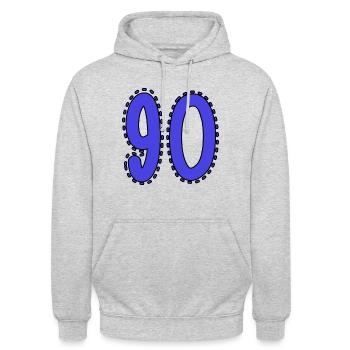 90. 90 JAHRE. 90. JAHRESTAG. 90-JÄHRIGES JUBILÄUM. - Unisex Hoodie - Hellgrau meliert - Vorne - Alina (178cm) & Michal (187cm)