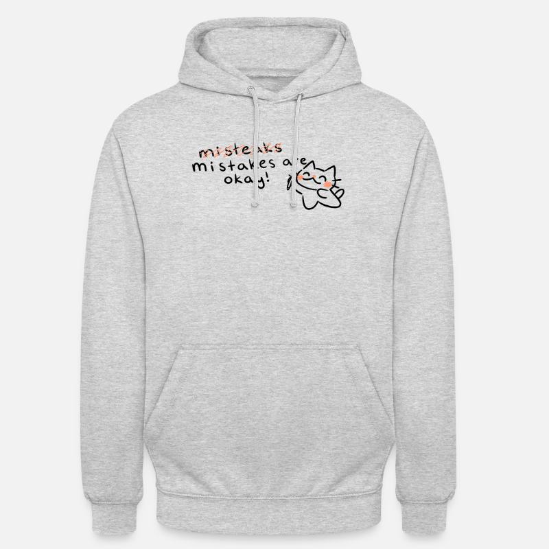 Gli errori vanno bene gatto - Felpa con cappuccio unisex - grigio chiaro melange