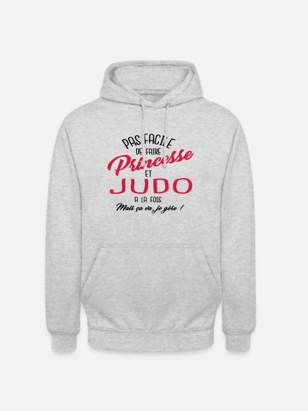 Princesse et judo - Sweat-shirt à capuche unisexe - gris clair chiné