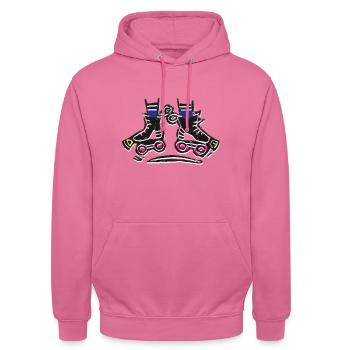 Roller Skates Crabwalk Roller Skates Multicolored Linocut - Unisex Hoodie - pink - Front - Alina (178cm) & Michal (187cm)