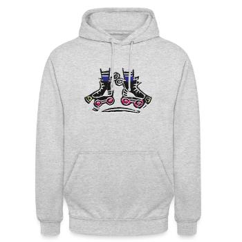 Patins à roulettes Crabwalk Patins à roulettes Linogravure multicolore - Sweat-shirt à capuche unisexe - gris clair chiné - Devant - Alina (178cm) & Michal (187cm)