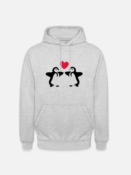 Pinguin Geschwister / Zwillinge / Geschenkidee - Unisex Hoodie - Hellgrau meliert