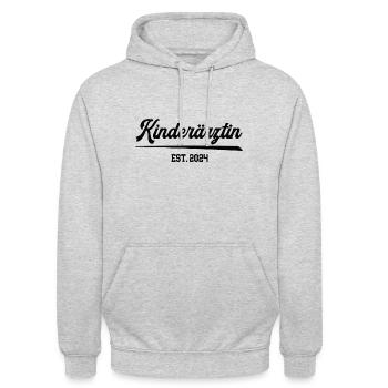 2024 Kinderärztin Ärztin Pädiatrie Kinderaerztin - Unisex Hoodie - Hellgrau meliert - Vorne - Alina (178cm) & Michal (187cm)