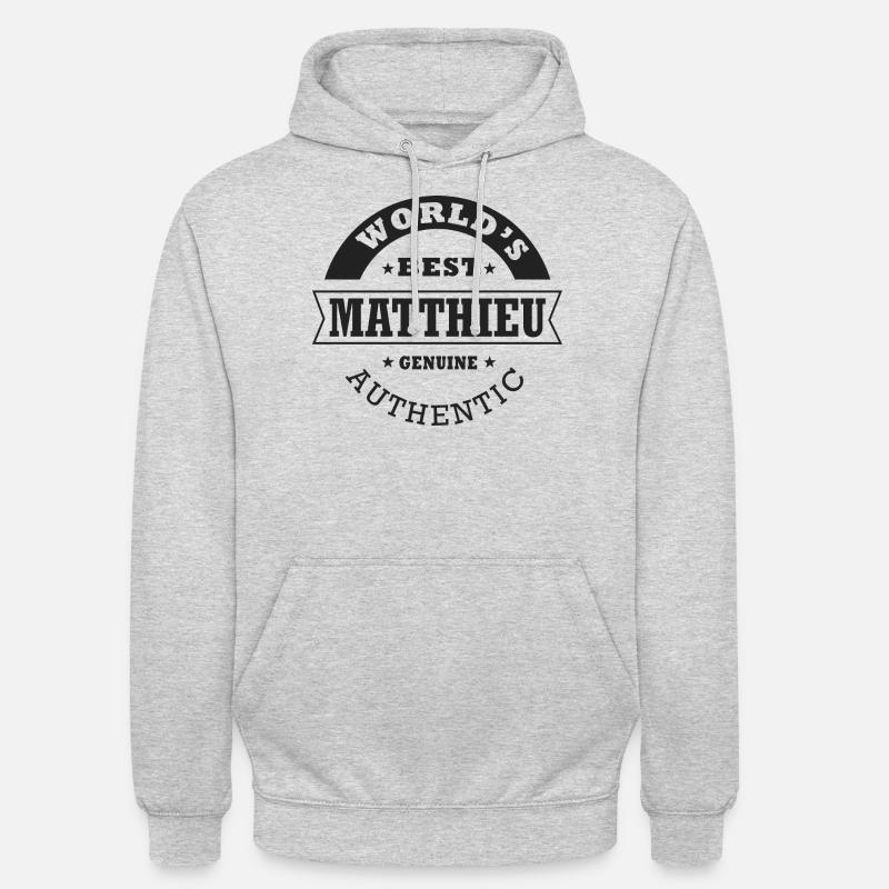matthieu Cadeau matthieu prénom Matthieu - Sweat-shirt à capuche unisexe - gris clair chiné