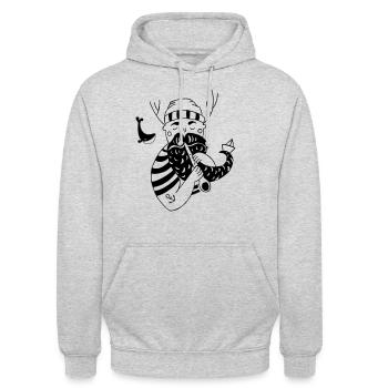 Norden Seemann liebt Musik individuelles Geschenk - Unisex Hoodie - Hellgrau meliert - Vorne - Alina (178cm) & Michal (187cm)