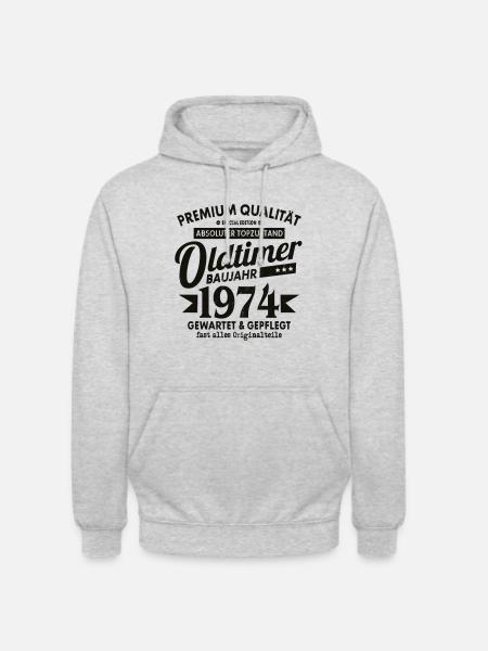 OLDTIMER 1974 LUSTIG 47 JAHRE GEBURTSTAG GESCHENK - Unisex Hoodie - Hellgrau meliert