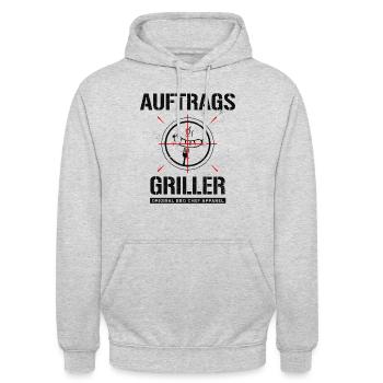GRILLER BBQ GRILLMEISTER GRILLEN AUFTRAGSGRILLER - Unisex Hoodie - Hellgrau meliert - Vorne - Alina (178cm) & Michal (187cm)