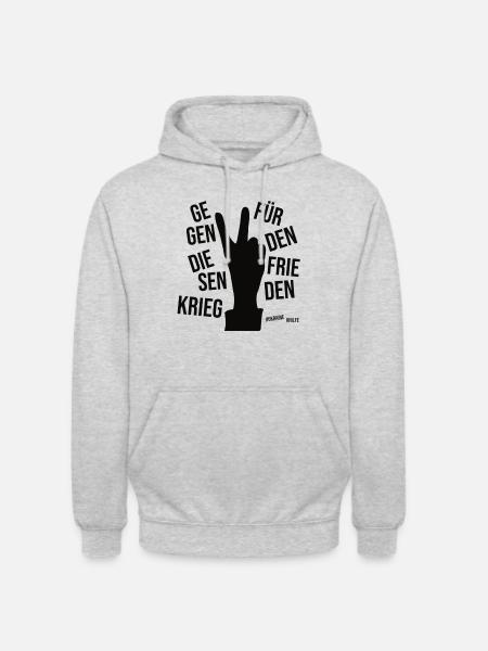 gegen den Krieg, - Unisex Hoodie - Hellgrau meliert