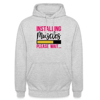 Installing Muscles, please wait. Fitness - Unisex Hoodie - light heather grey - Front - Alina (178cm) & Michal (187cm)