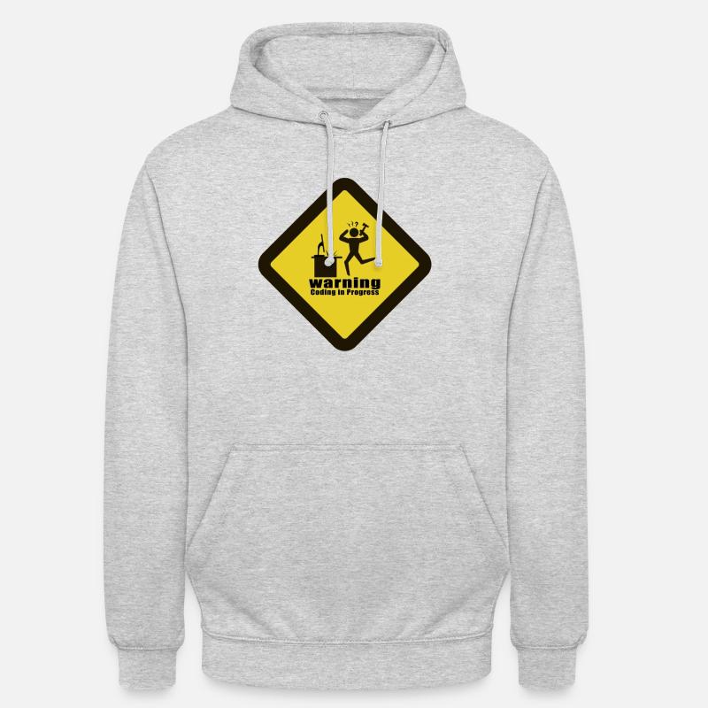 Warning - Coding in Progress - Unisex Hoodie - light heather grey