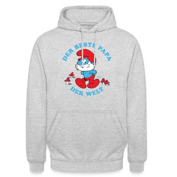 Schlümpfe Design Spruch Der Beste Papa Der Welt - Unisex Hoodie - Hellgrau meliert - Vorne - Alina (178cm) & Michal (187cm)