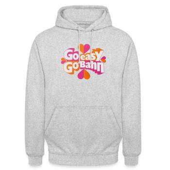 Go easy Go Bahn - Unisex Hoodie - Hellgrau meliert - Vorne - Alina (178cm) & Michal (187cm)