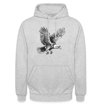 Fliegender Adler - Unisex Hoodie - Hellgrau meliert - Vorne - Alina (178cm) & Michal (187cm)