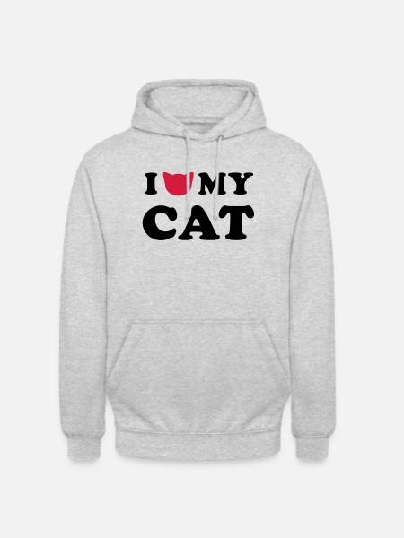 LOVE MY CAT - Unisex Hoodie - Hellgrau meliert