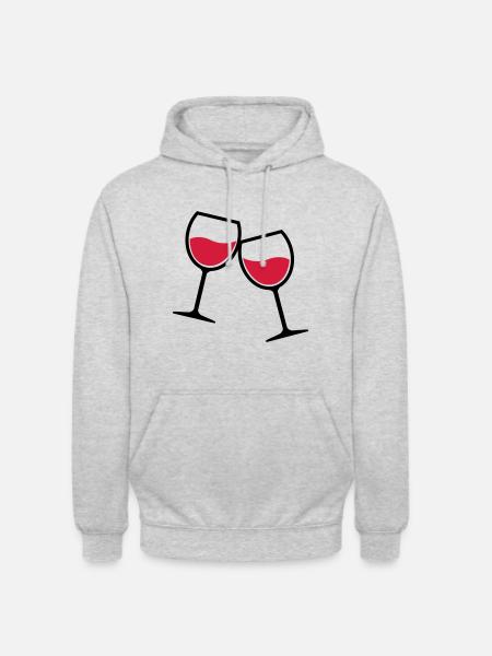 Zwei Weingläser anstoßen - Unisex Hoodie - Hellgrau meliert