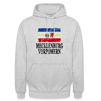 Mecklenburg-Vorpommern Flagge - Unisex Hoodie - Hellgrau meliert - Vorne - Alina (178cm) & Michal (187cm)