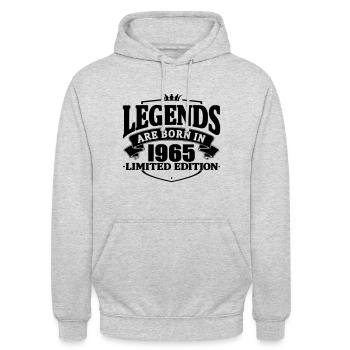Legenden sind 1965 geboren - Unisex Hoodie - Hellgrau meliert - Vorne - Alina (178cm) & Michal (187cm)