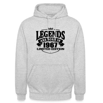 Legenden sind 1967 geboren - Unisex Hoodie - Hellgrau meliert - Vorne - Alina (178cm) & Michal (187cm)