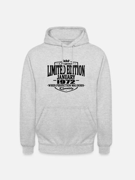 Edition limitée janvier 1972 - Sweat-shirt à capuche unisexe - gris clair chiné