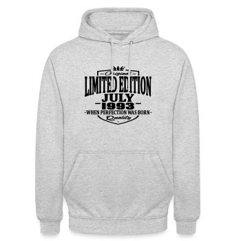 Limitierte Ausgabe Juli 1993 - Unisex Hoodie - Hellgrau meliert - Vorne - Alina (178cm) & Michal (187cm)