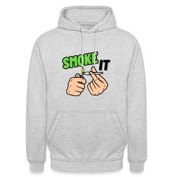 SMOKE IT - Unisex Hoodie - Hellgrau meliert - Vorne - Alina (178cm) & Michal (187cm)