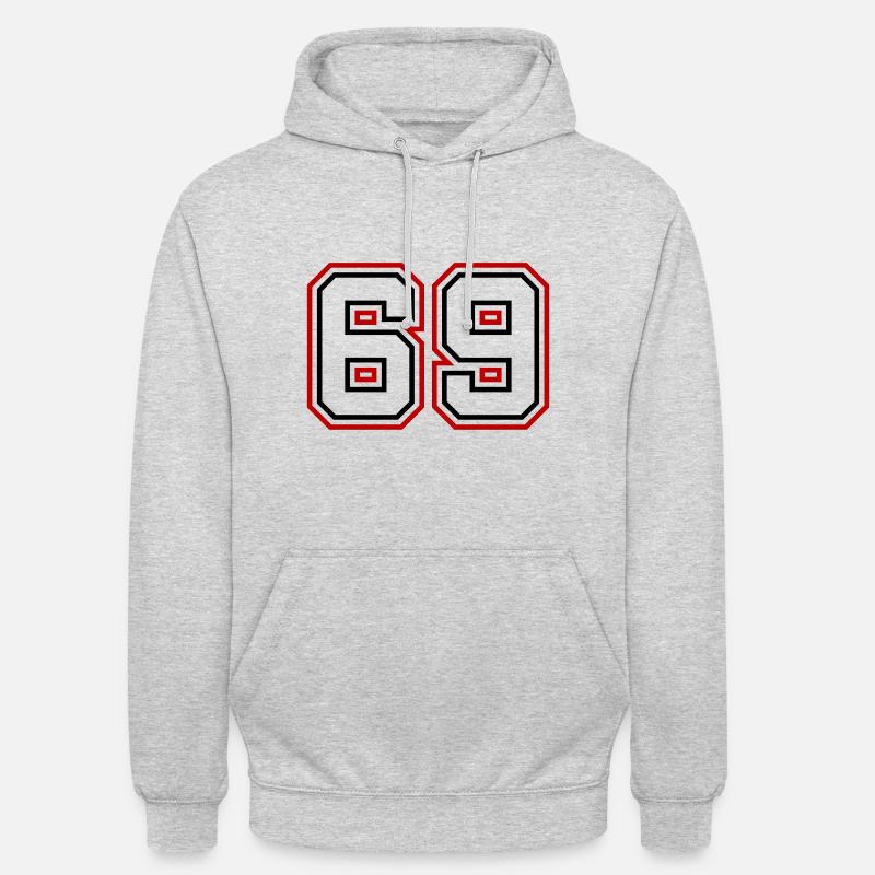 69 Numéro de numéro - Sweat-shirt à capuche unisexe - gris clair chiné