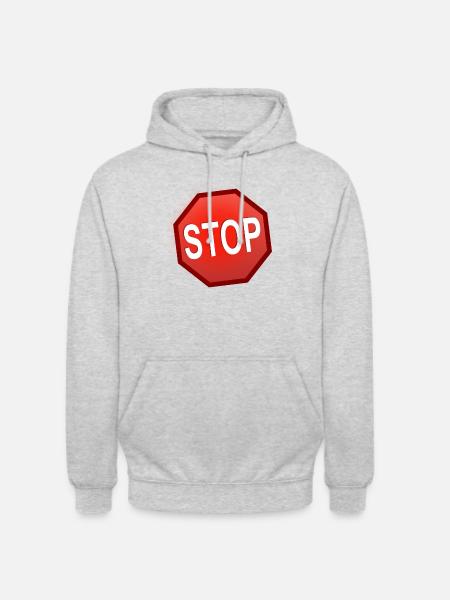 Stop Schild - Unisex Hoodie - Hellgrau meliert