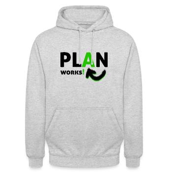 plan a - Unisex Hoodie - Hellgrau meliert - Vorne - Alina (178cm) & Michal (187cm)