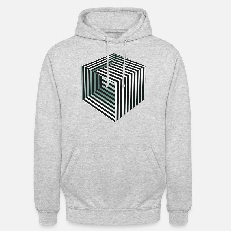Illusion de cube rayé - Sweat-shirt à capuche unisexe - gris clair chiné