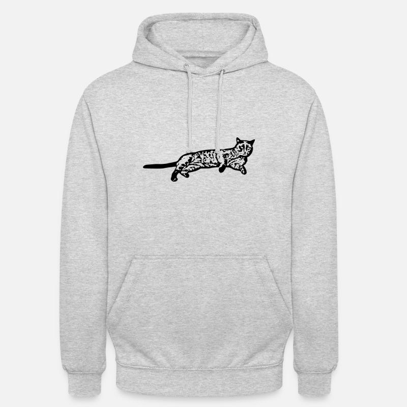 Chat chat noir chaton - Sweat-shirt à capuche unisexe - gris clair chiné